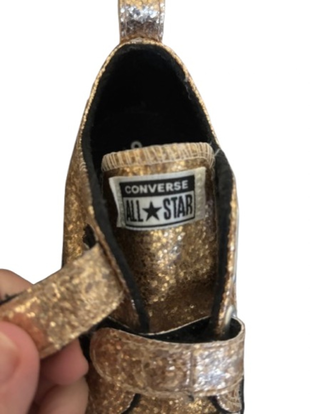 Converse Kids Gold Glitter Velcro Sneakers - Toddler - Picture 6 of 6
